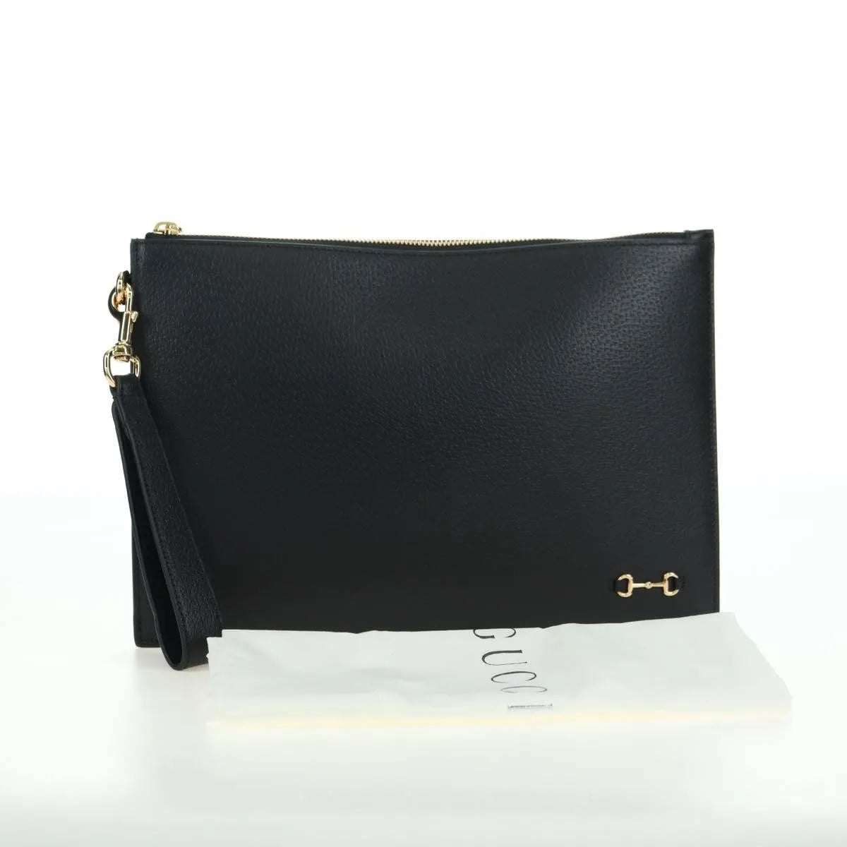Gucci Horsebit 1955 Gg Canvas And White Leather Black Leather Clutche & Pouche Bag (Pre-Owned)