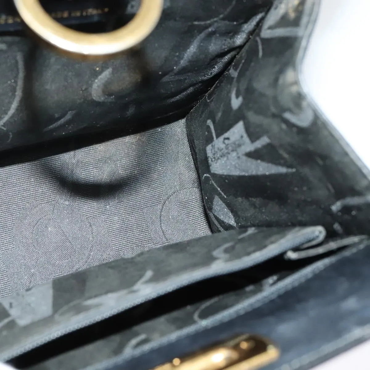 Salvatore Ferragamo Vintage Gancini Chain Leather Black Leather Shoulder Bag Bag (Pre-Owned)