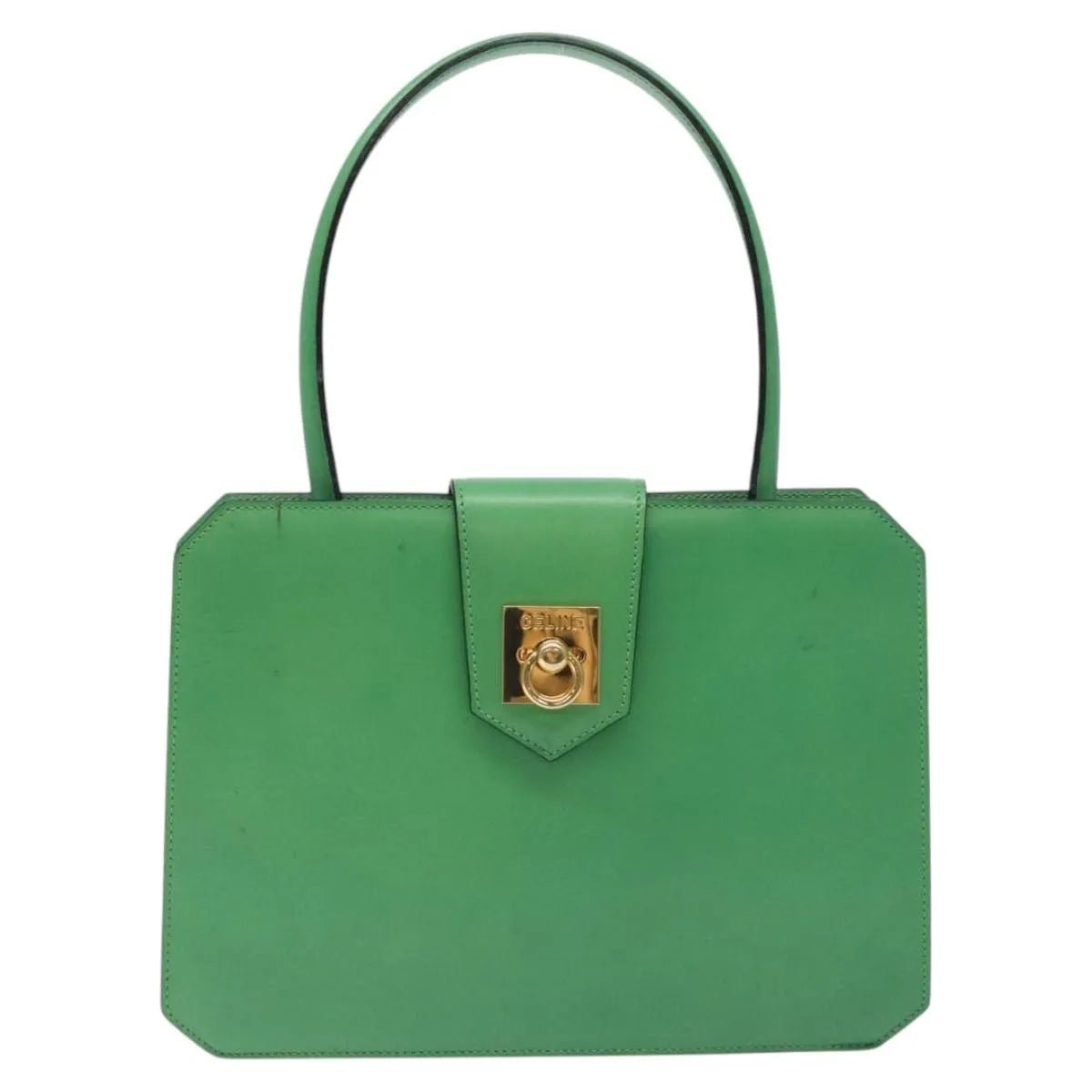 Celine Vintage Leather Green Leather Handbag (Pre-Owned)