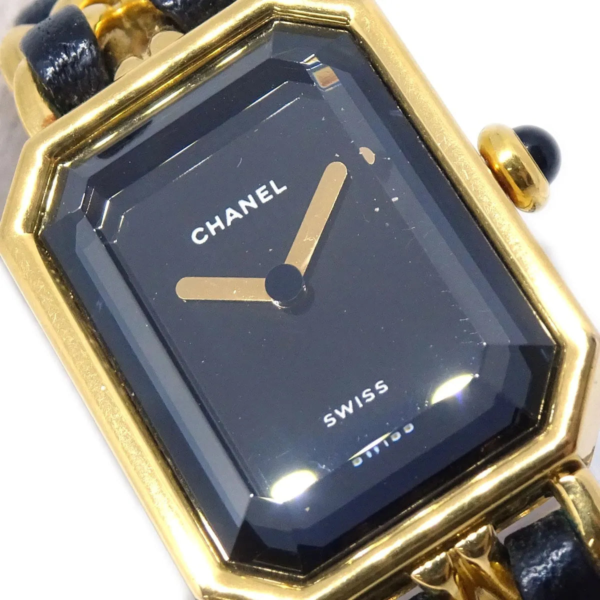 Chanel Premiere Rock Quartz Plated Metal And Leather Watch (Pre-Owned)