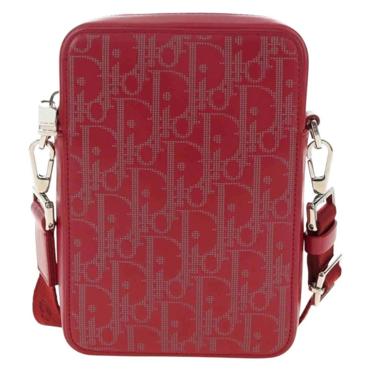 Christian Dior World Tour Zip Messenger Oblique Galaxy Leather Red Canvas Shoulder Bag Bag (Pre-Owned)