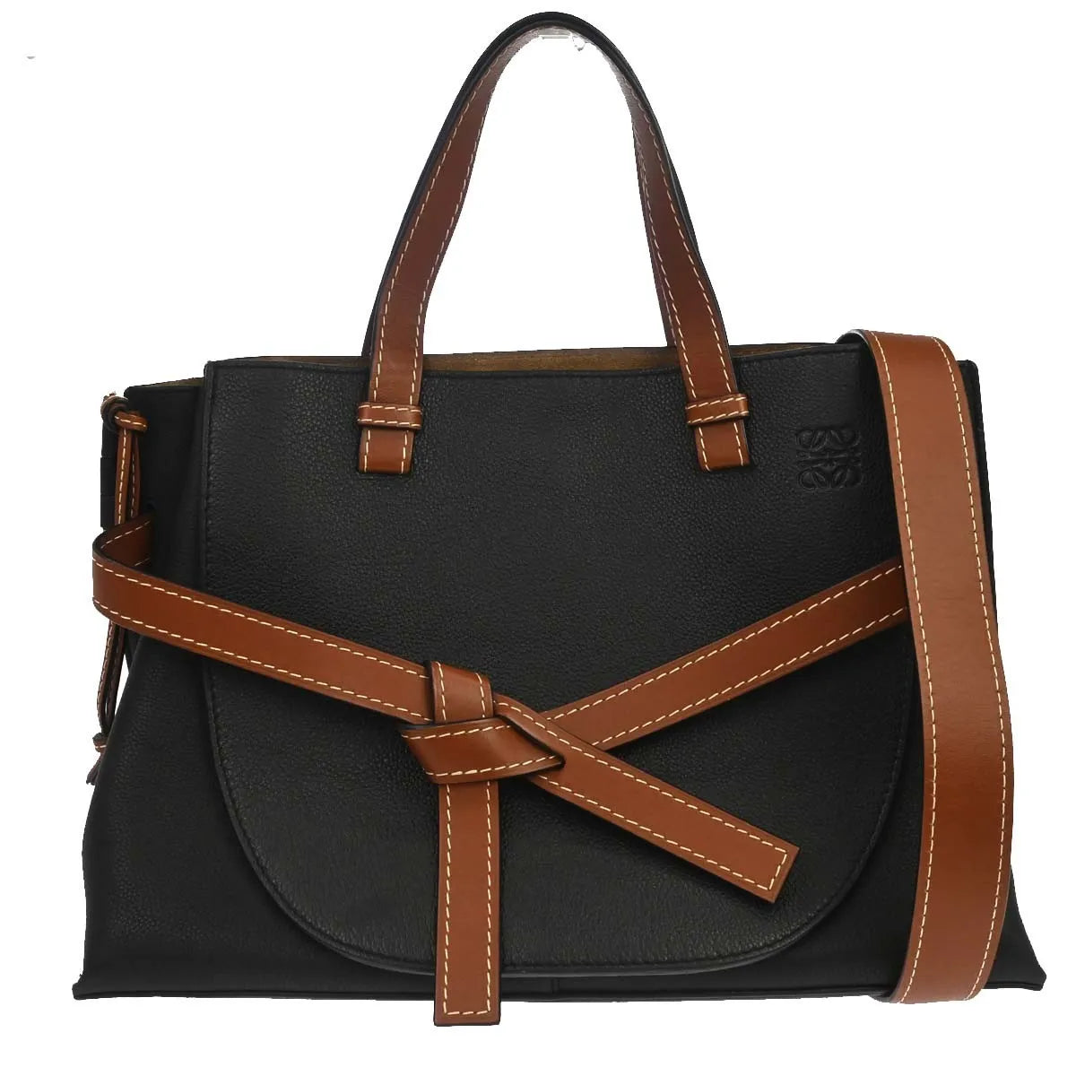 Loewe Gate Tote Leather Black Leather Tote Bag Bag (Pre-Owned)