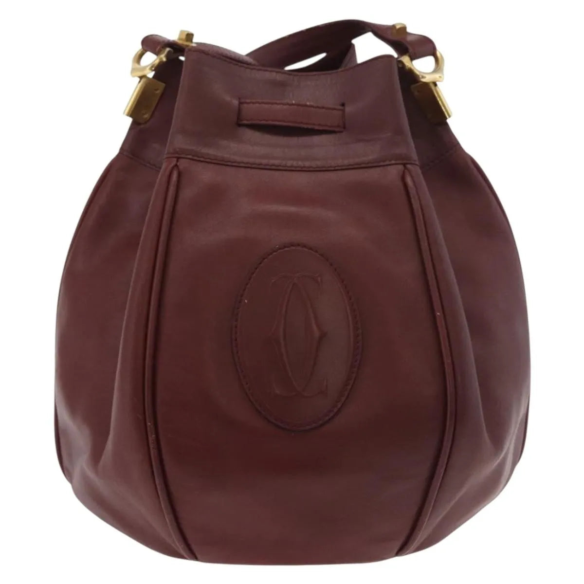 Cartier Must De Cartier Leather Burgundy Leather Shoulder Bag Bag (Pre-Owned)