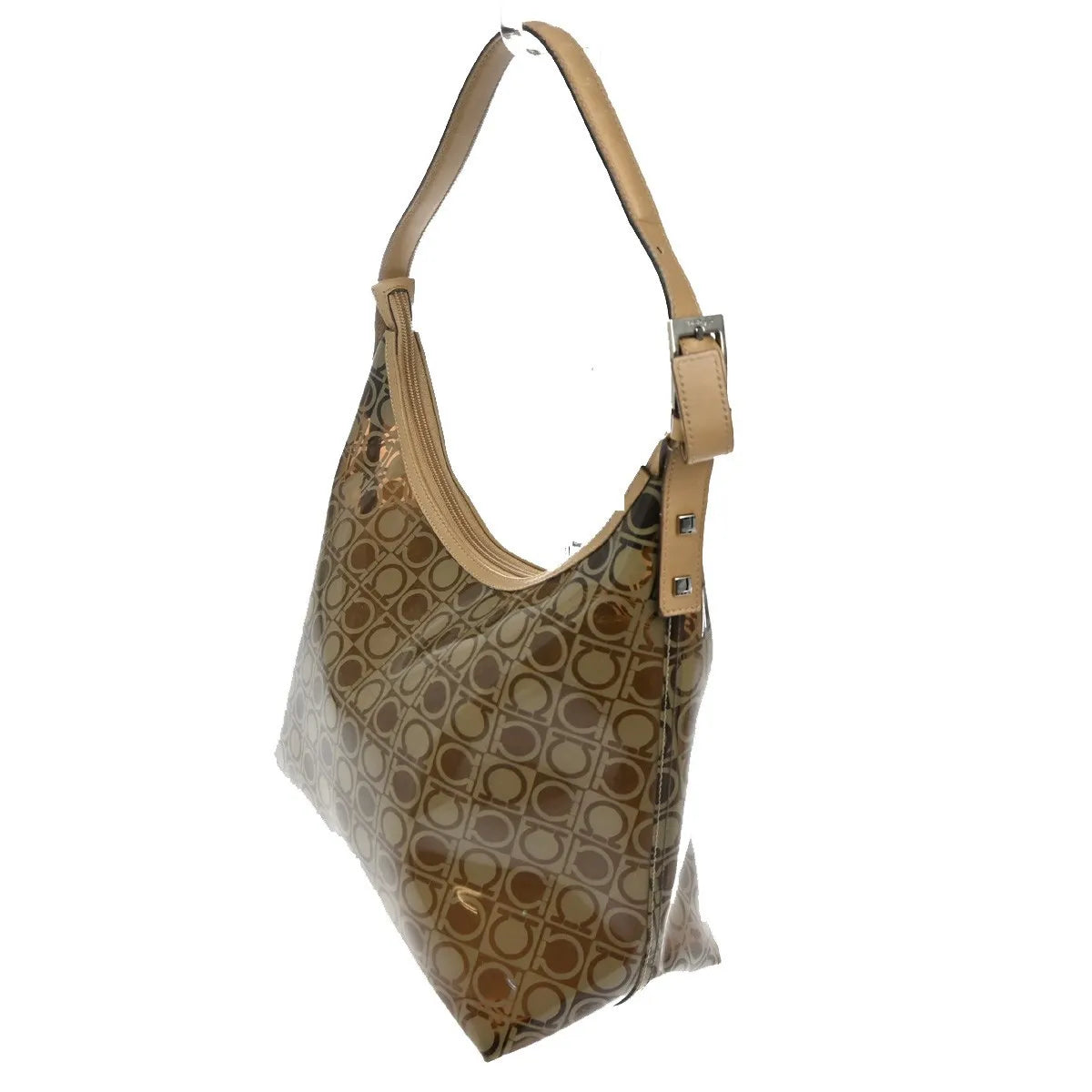 Salvatore Ferragamo Gancini Vinyl Brown Plastic Shoulder Bag Bag (Pre-Owned)