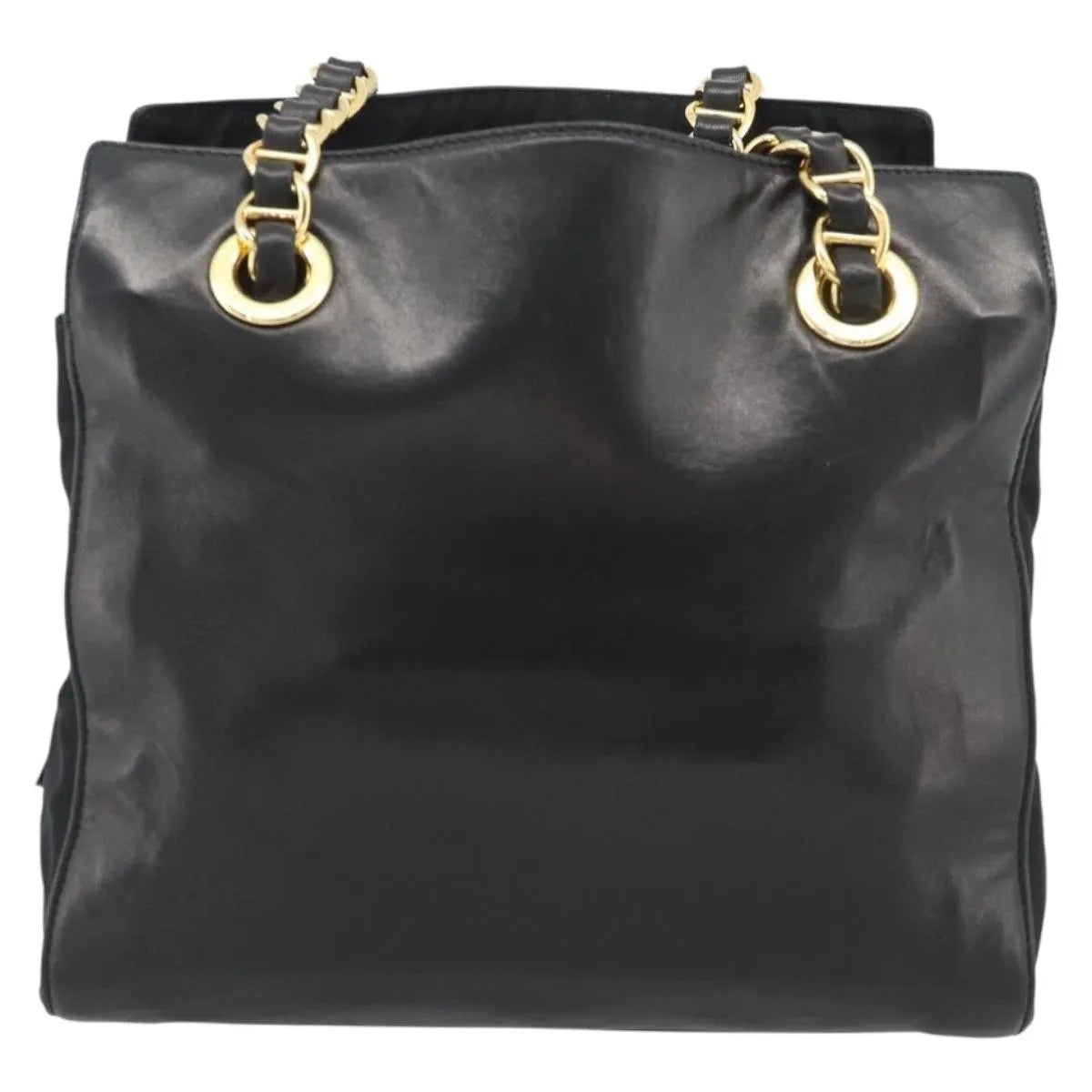Prada Vintage Nappa Chain Tote Leather Black Leather Shoulder Bag Bag (Pre-Owned)