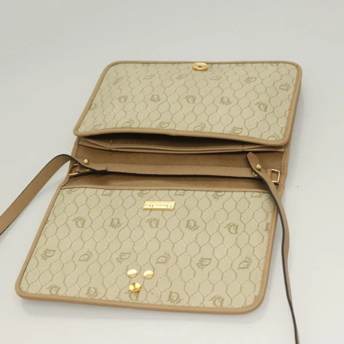 Christian Dior Vintage Leather Beige Leather Shoulder Bag Bag (Pre-Owned)