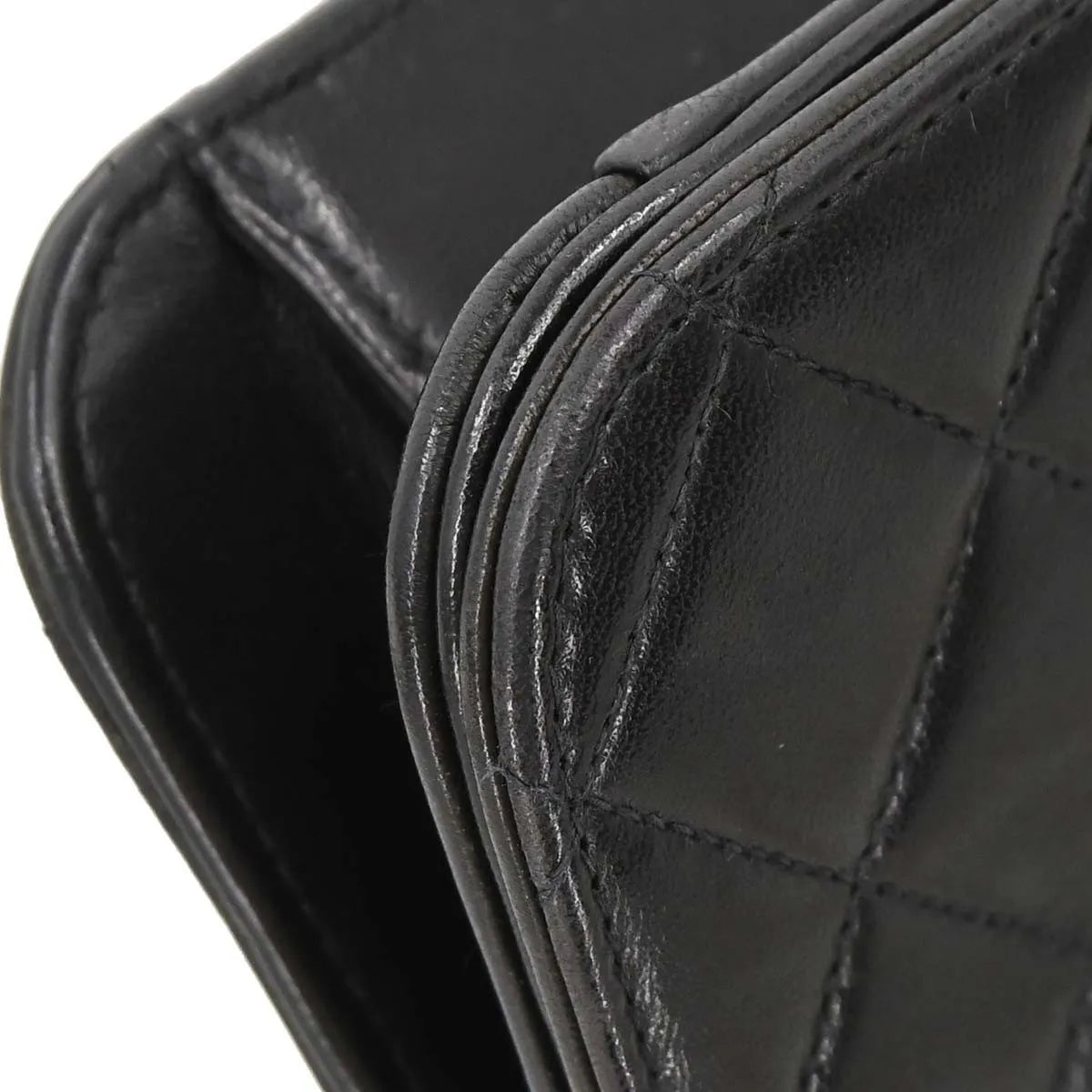 Chanel Vintage Full Flap Quilted Lambskin Black Leather Shoulder Bag Bag (Pre-Owned)