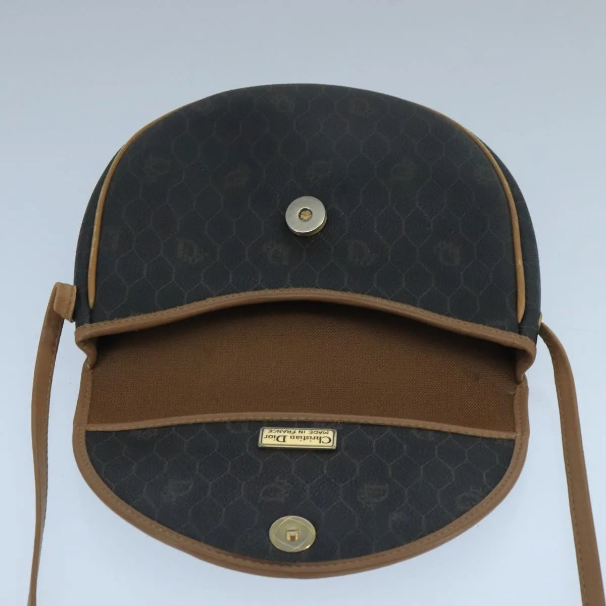 Christian Dior Vintage Honeycomb Flap Canvas And Leather Black Pvc Shoulder Bag Bag (Pre-Owned)