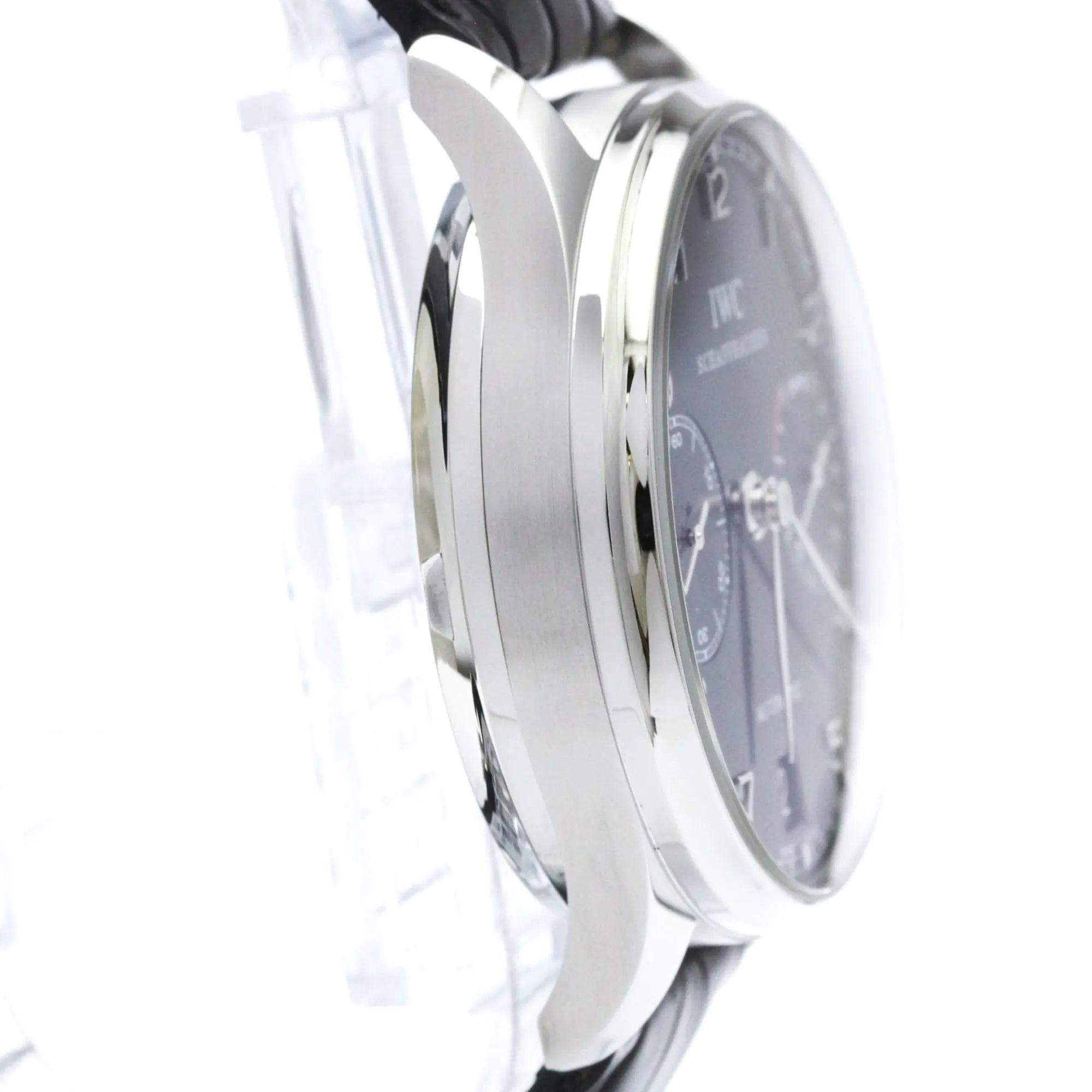 Iwc Schaffhausen Portugieser Chronograph Automatic Stainless Steel And Leather Watch (Pre-Owned)