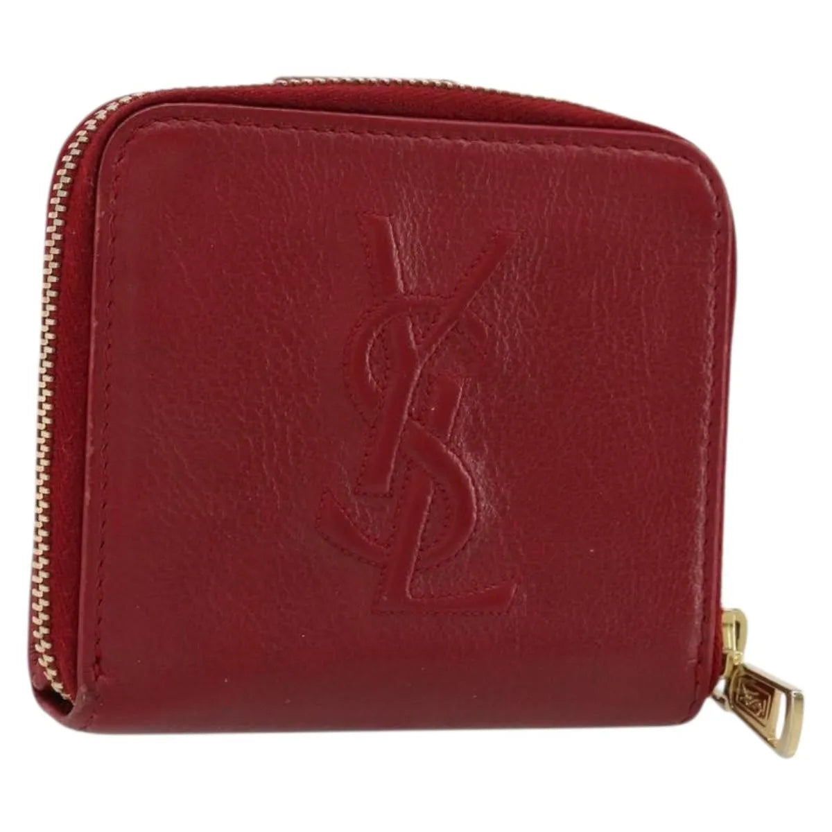 Saint Laurent Zipped Bifold Leather Red Leather Wallets Accessory (Pre-Owned)