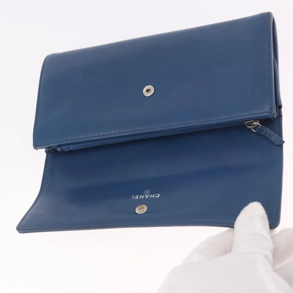 Chanel Lucky Clover Long Flap Wallet Leather Blue Leather Wallets Accessory (Pre-Owned)