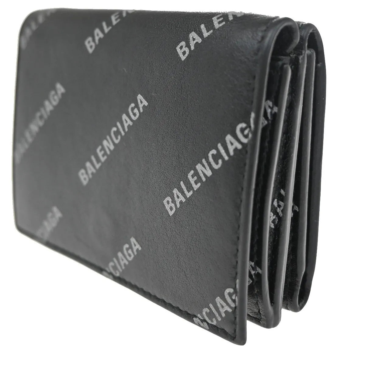 Balenciaga Trifold Leather Black Leather Wallets Accessory (Pre-Owned)
