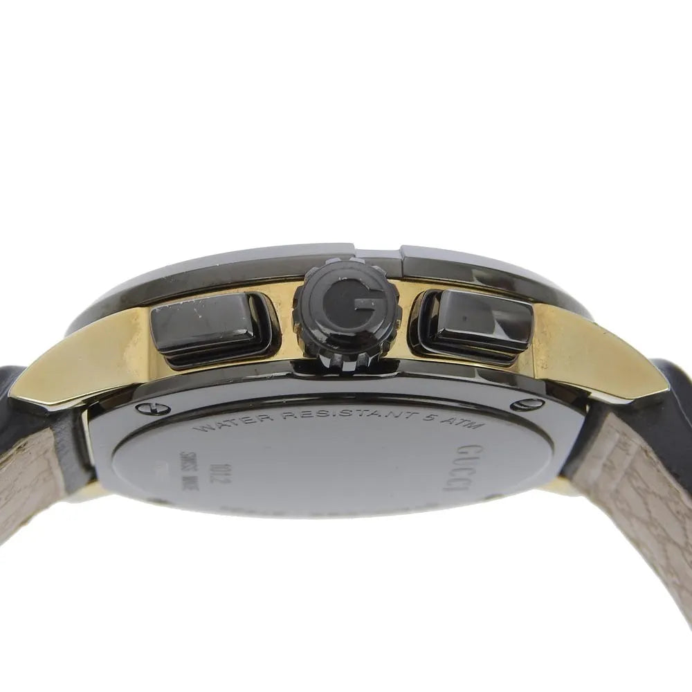 Gucci 101G Chronograph Quartz Watch Stainless Steel And Guccissima Leather With Diamond Markers Watch (Pre-Owned)