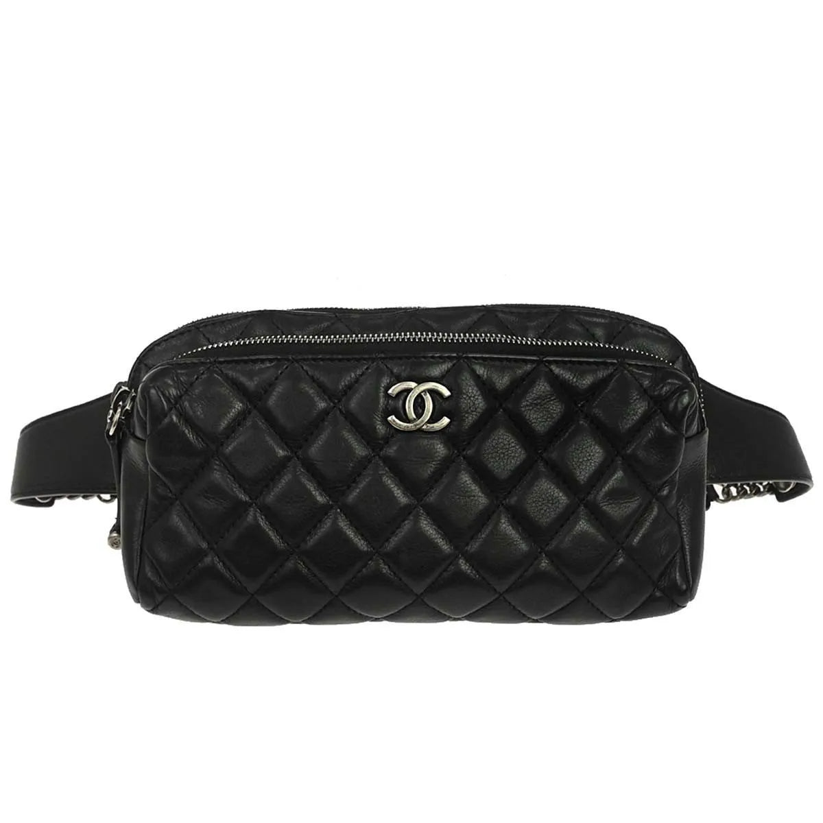 Chanel Bum Leather Black Leather Handbag (Pre-Owned)
