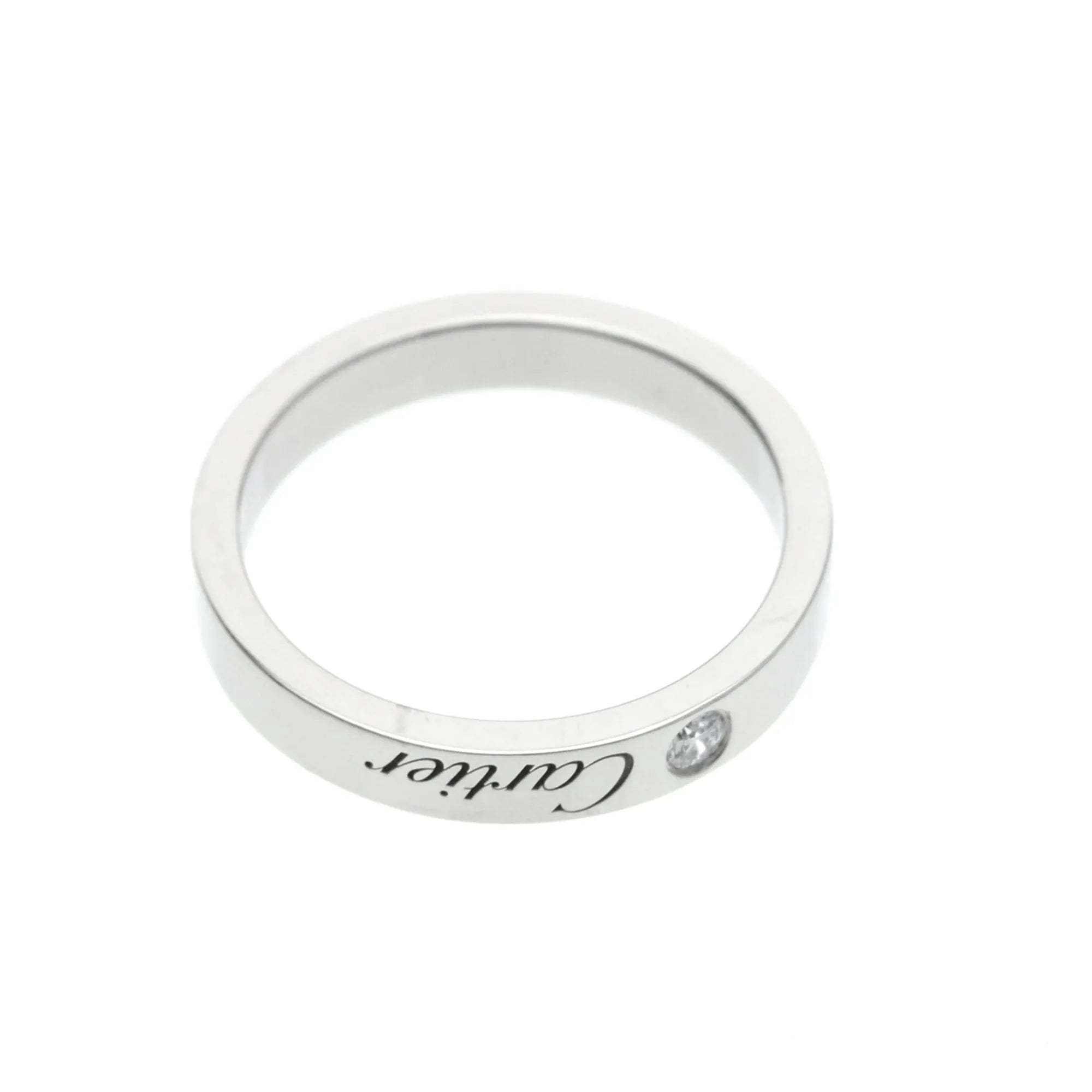 Cartier C De Cartier Wedding Band Platinum With Diamond Silver Platinum Ring Jewelry (Pre-Owned)