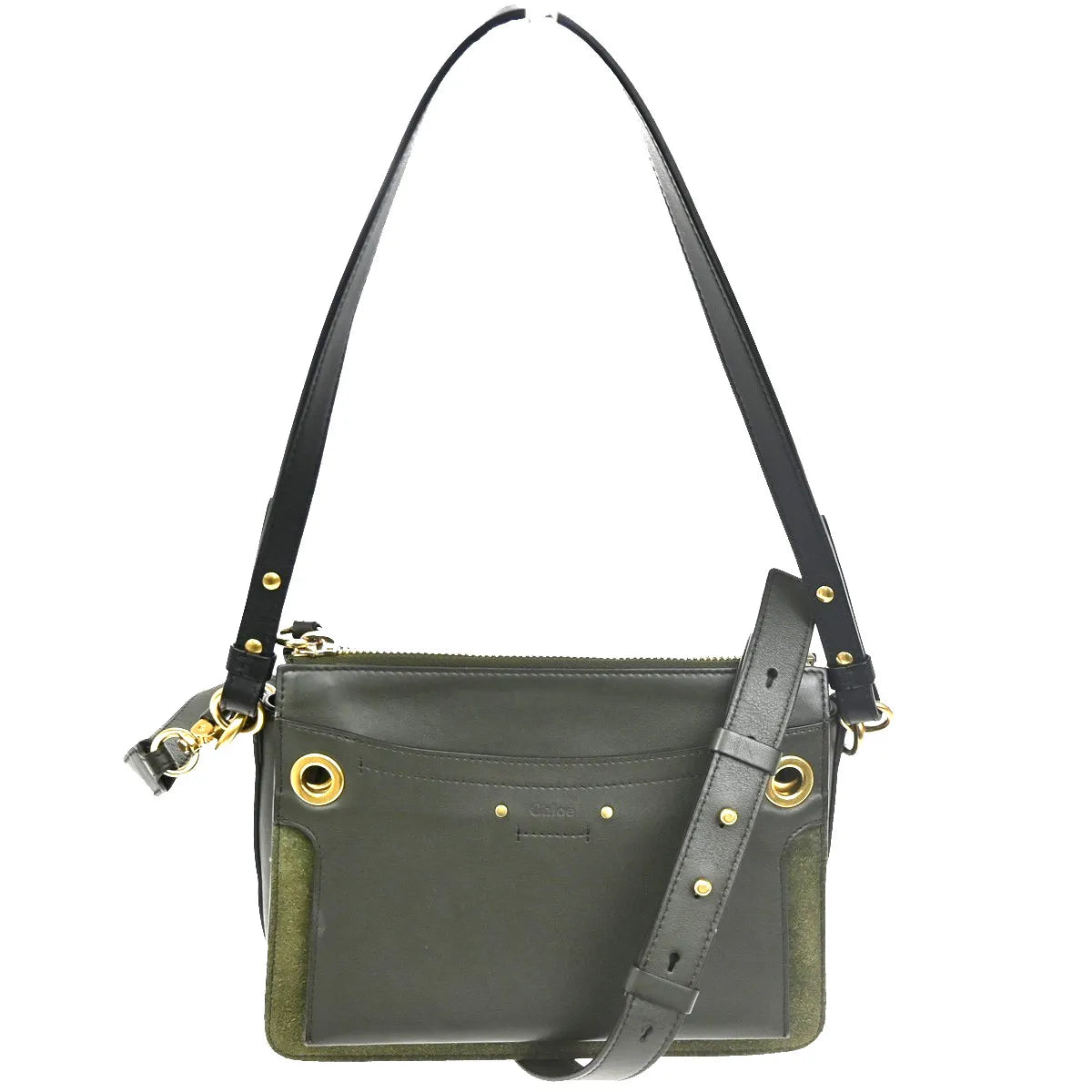 Chloe Roy Leather Black Suede Shoulder Bag Bag (Pre-Owned)