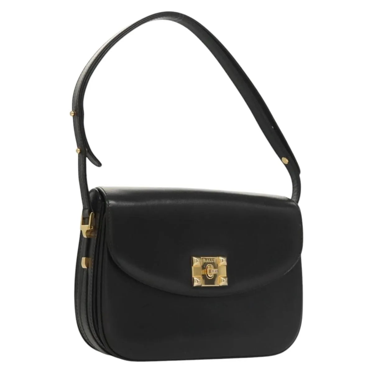 Bally Vintage Leather Black Leather Shoulder Bag Bag (Pre-Owned)
