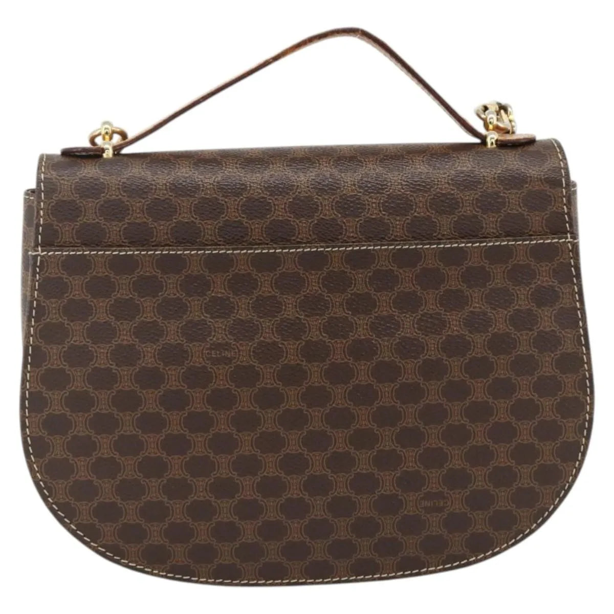 Celine Vintage Macadam Canvas And Leather Brown Canvas Handbag (Pre-Owned)