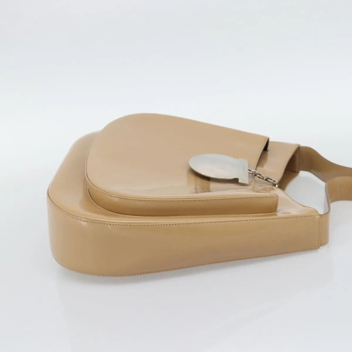 Salvatore Ferragamo Gancini Patent Leather Beige Patent_Leather Shoulder Bag Bag (Pre-Owned)