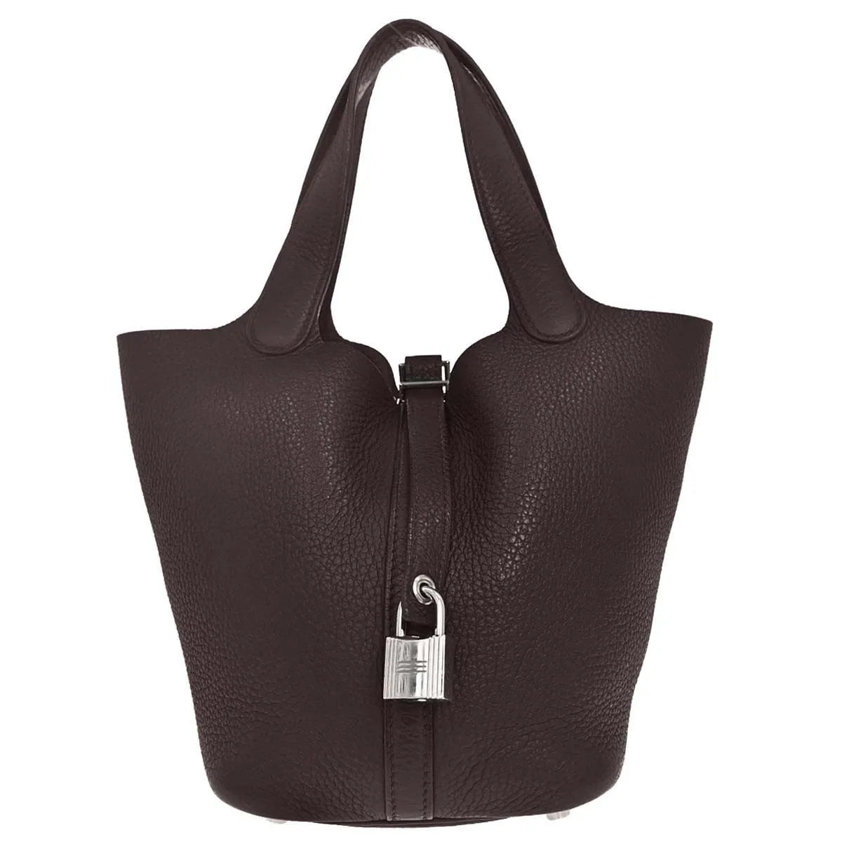 Hermes Picotin Lock Clemence Brown Leather Handbag (Pre-Owned)