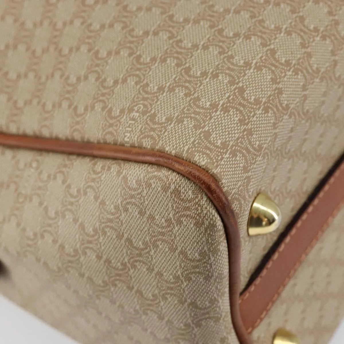 Celine Vintage Macadam Canvas Beige Canvas Handbag (Pre-Owned)