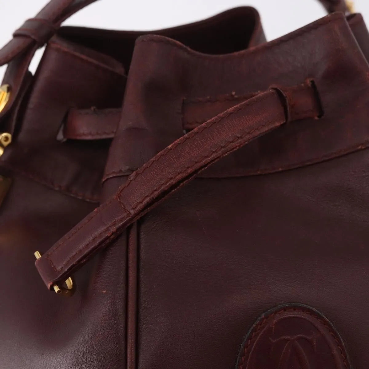 Cartier Must De Cartier Leather Burgundy Leather Shoulder Bag Bag (Pre-Owned)