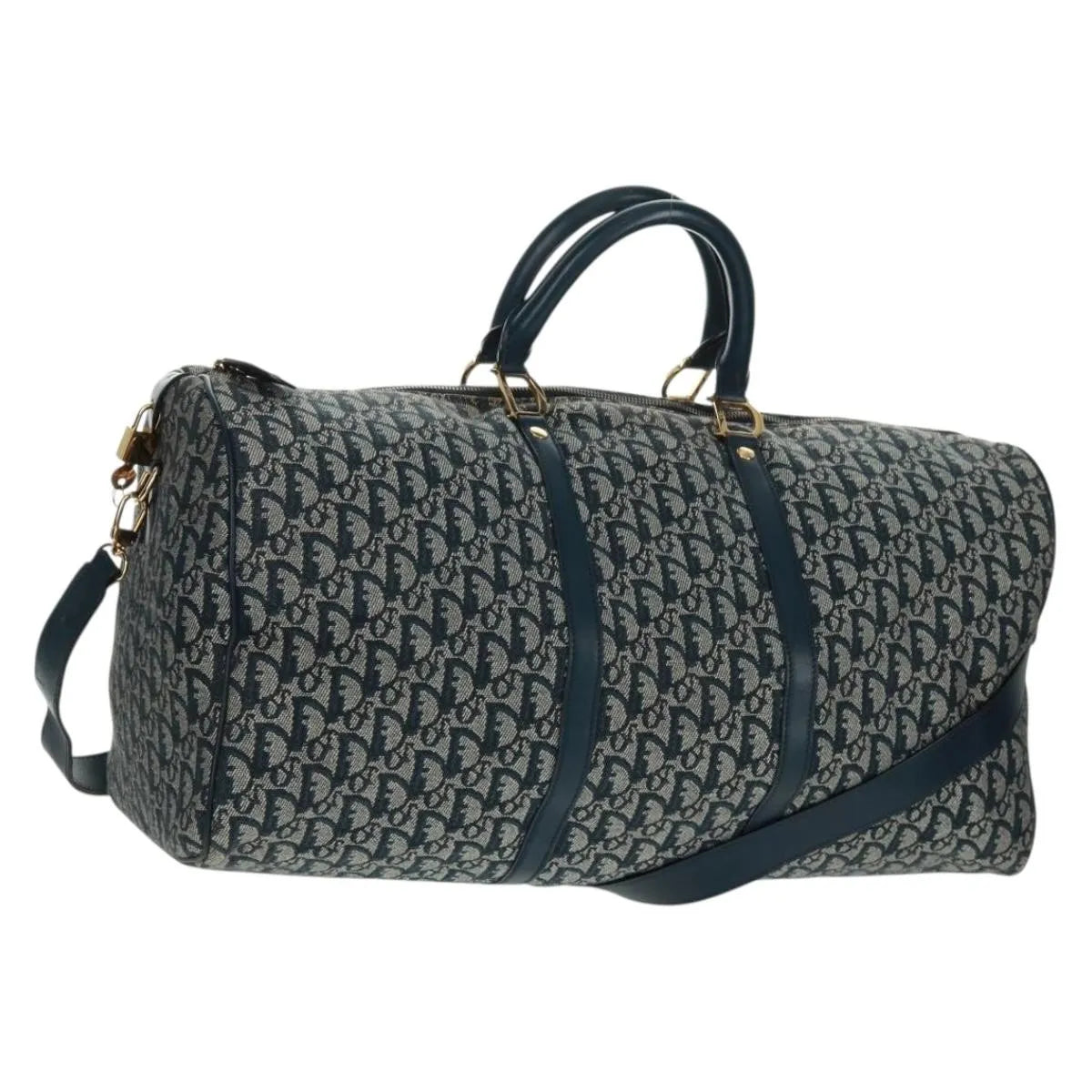 Christian Dior Vintage Trotter Boston Diorissimo Canvas Navy Canvas Handbag (Pre-Owned)