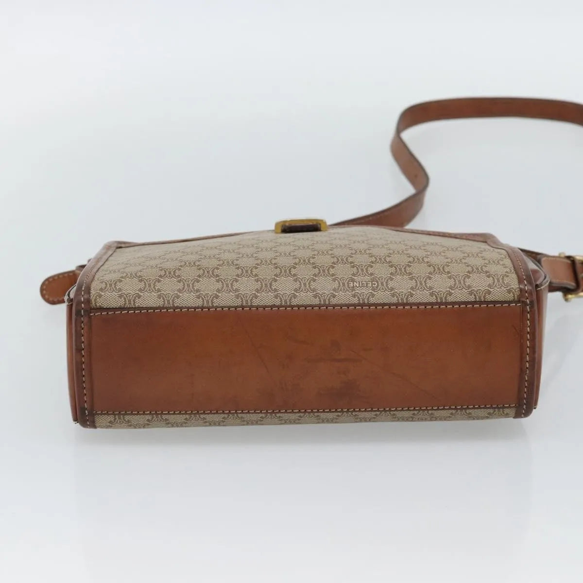 Celine Vintage Macadam Canvas And Leather Beige Canvas Shoulder Bag Bag (Pre-Owned)