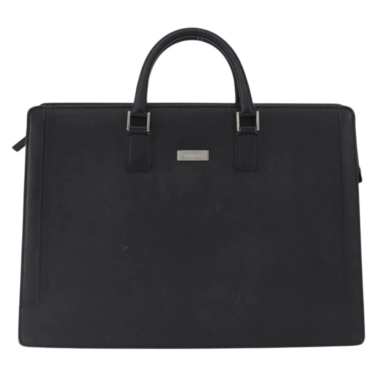 Burberry Business Black Leather Black Leather Briefcase Bag (Pre-Owned)