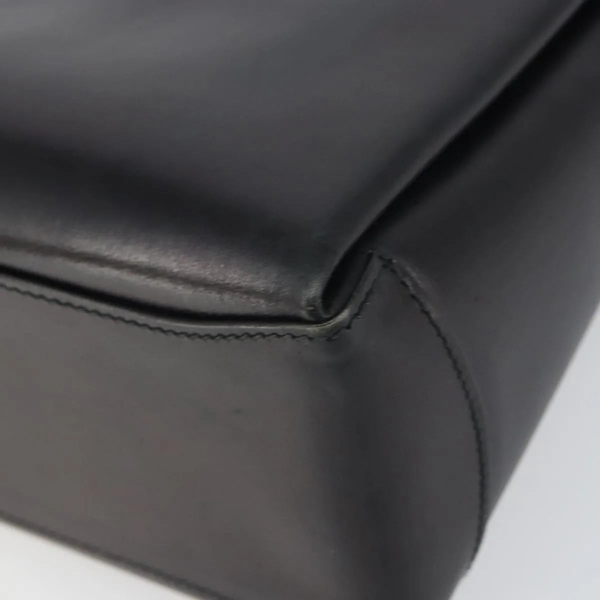 Gucci Vintage Convertible Box Leather Black Leather Handbag (Pre-Owned)