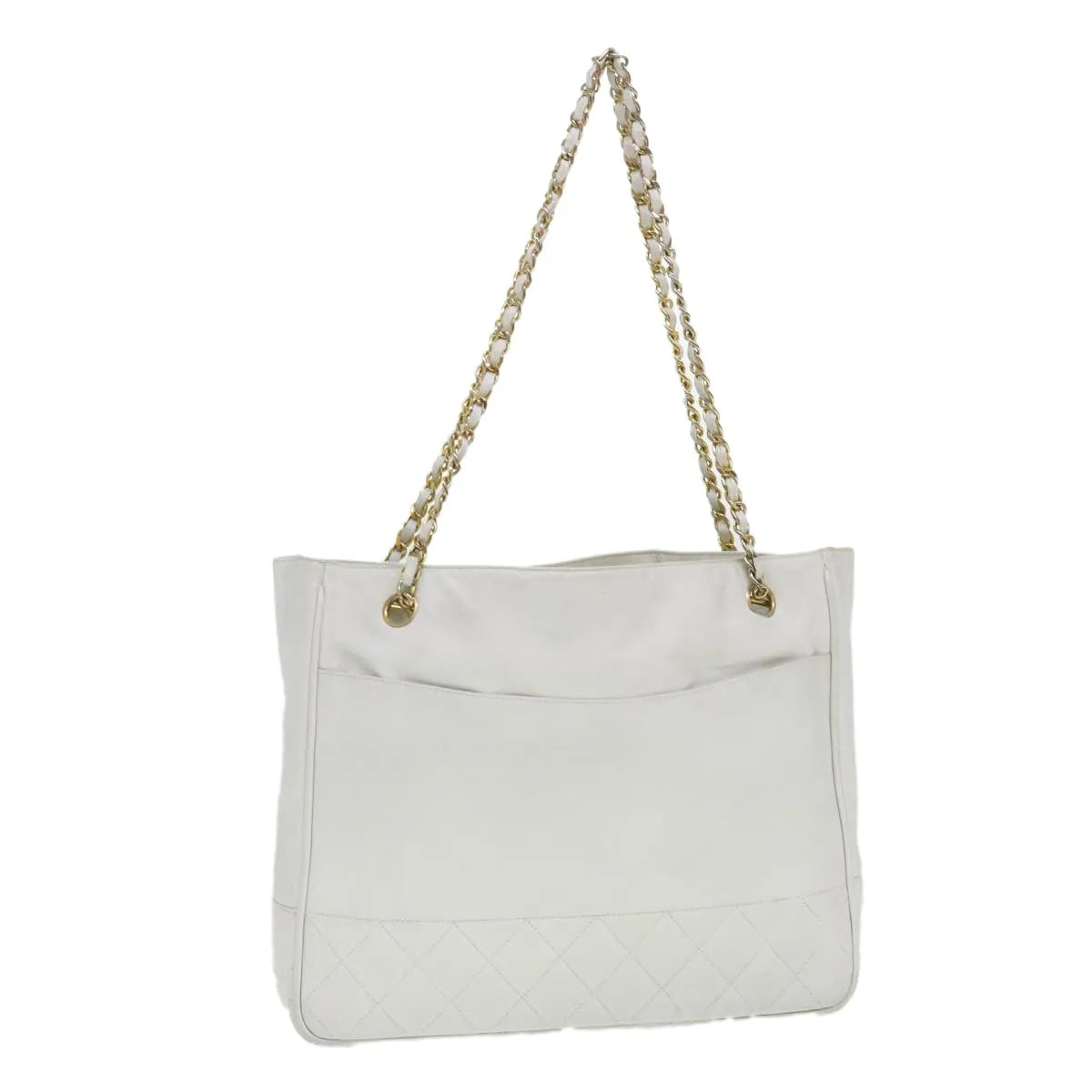 Chanel Vintage Shopping Tote Lambskin White Leather Shoulder Bag Bag (Pre-Owned)
