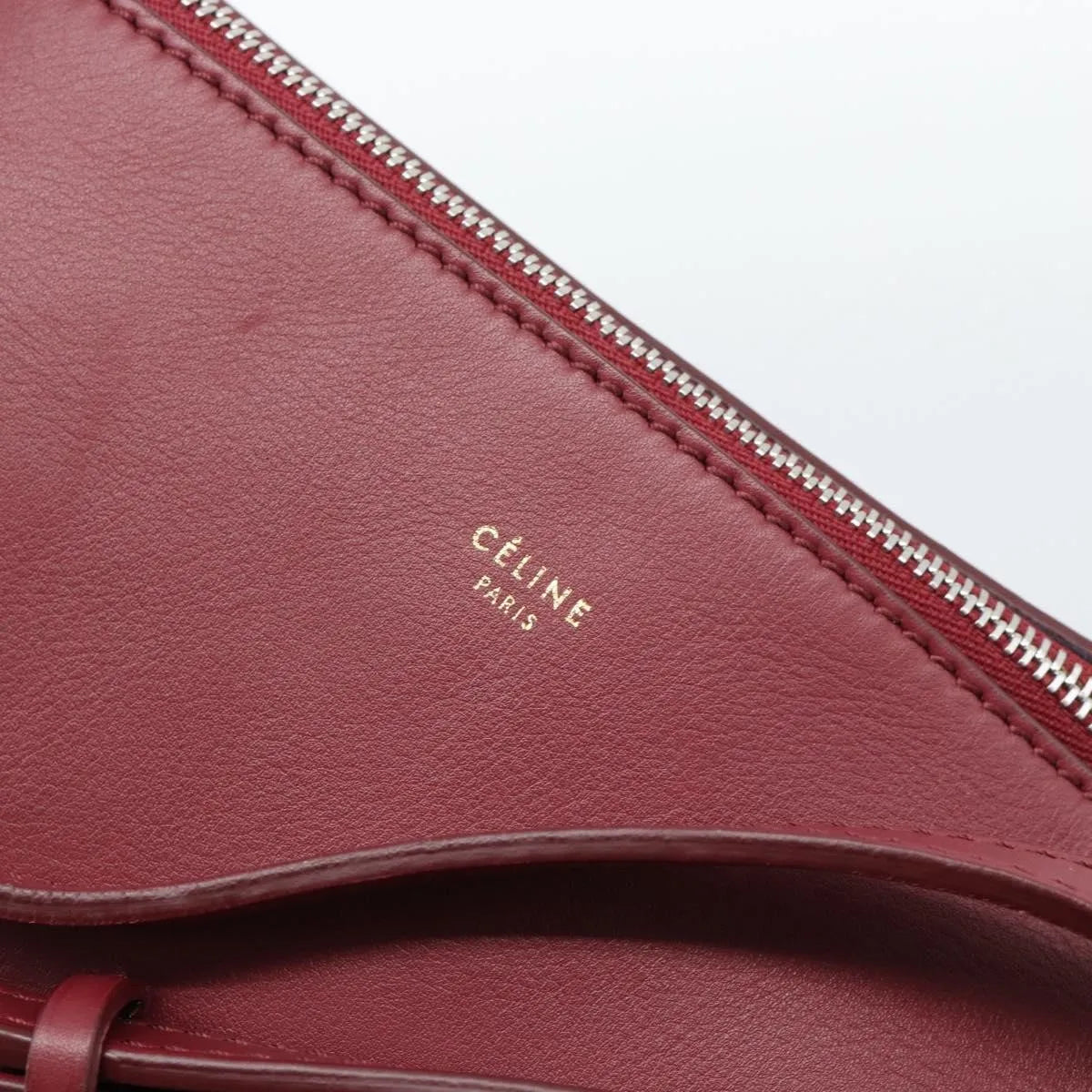 Celine Fortune Cookie Convertible Leather Burgundy Leather Shoulder Bag Bag (Pre-Owned)