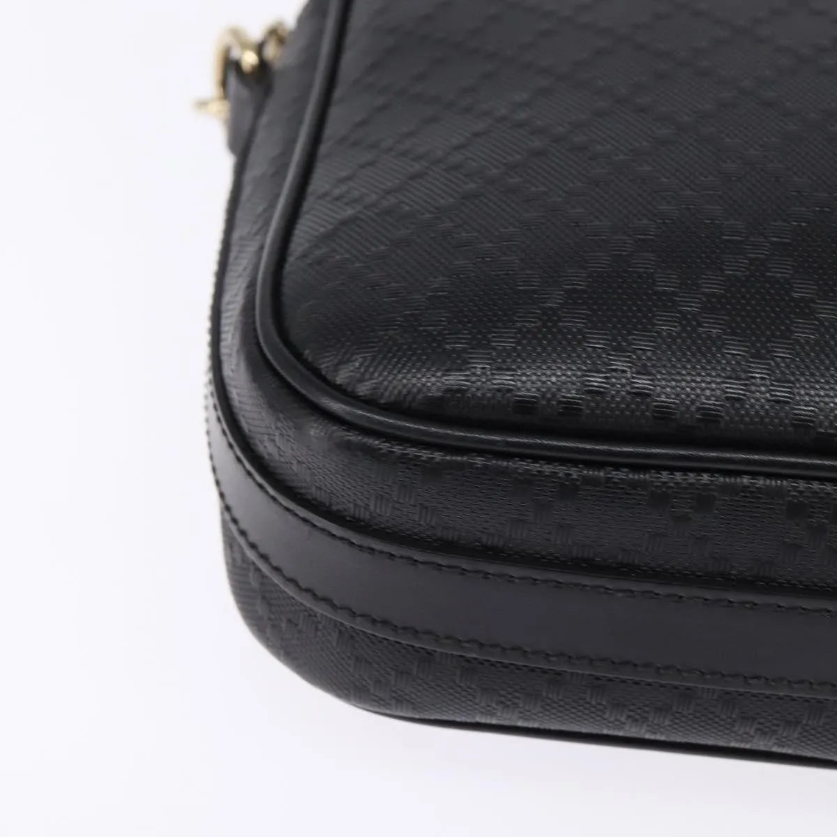 Gucci Bright Convertible Diamante Leather Black Leather Briefcase Bag (Pre-Owned)