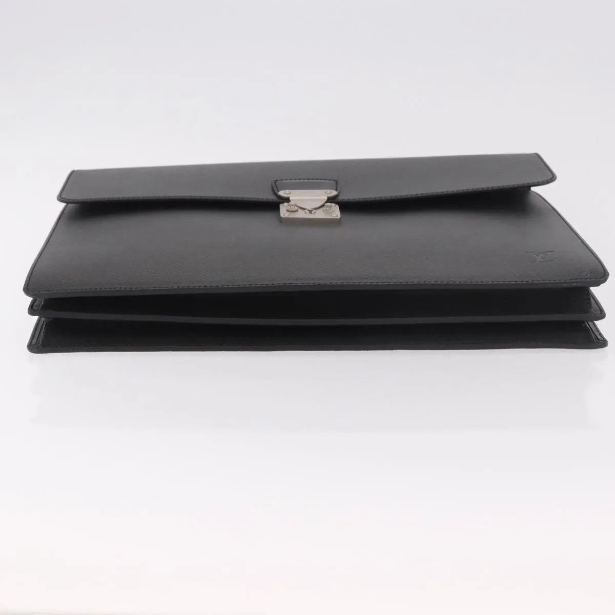 Louis Vuitton Serviette Moskova Taiga Leather Black Leather Briefcase Bag (Pre-Owned)