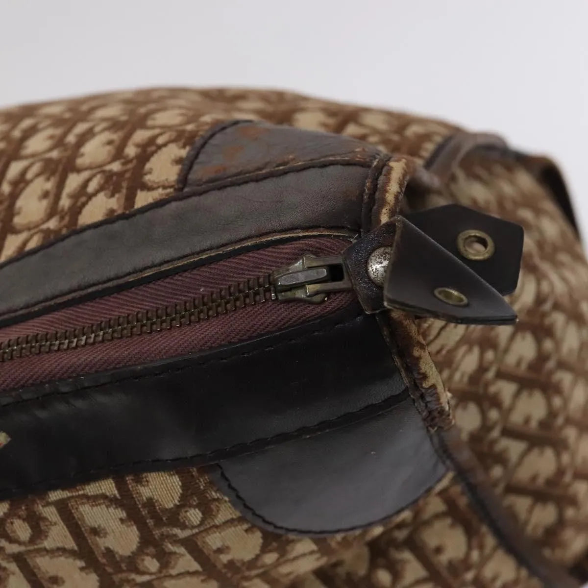 Christian Dior Vintage Trotter Boston Diorissimo Canvas Brown Canvas Handbag (Pre-Owned)