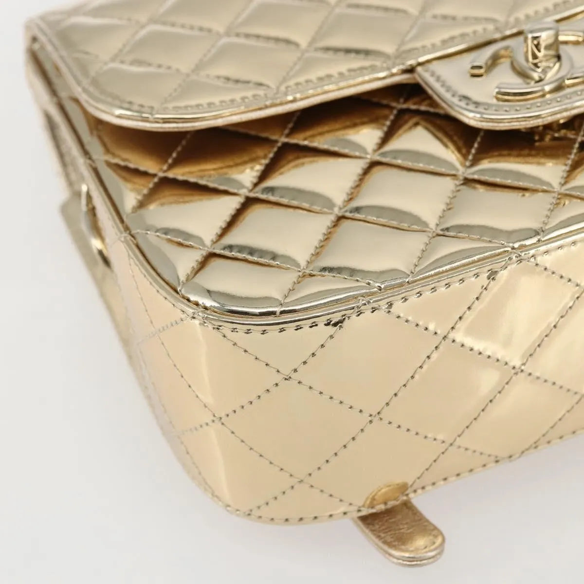 Chanel Hollywood Boulevard Backpack With Star Coin Purse Quilted Metallic Leather Gold Patent_Leather Backpack Bag (Pre-Owned)