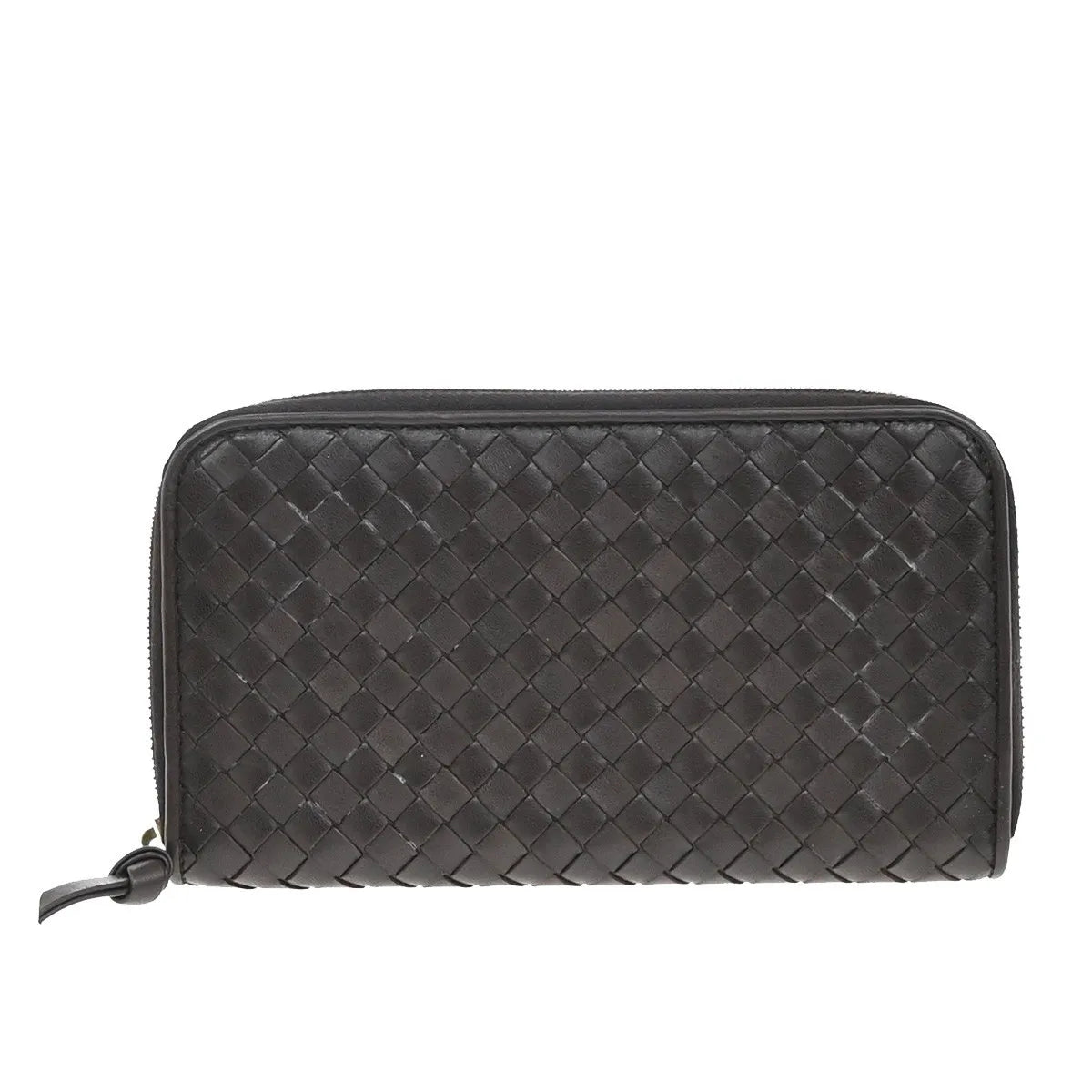 Bottega Veneta Intrecciato Long Zip Leather Brown Leather Wallets Accessory (Pre-Owned)