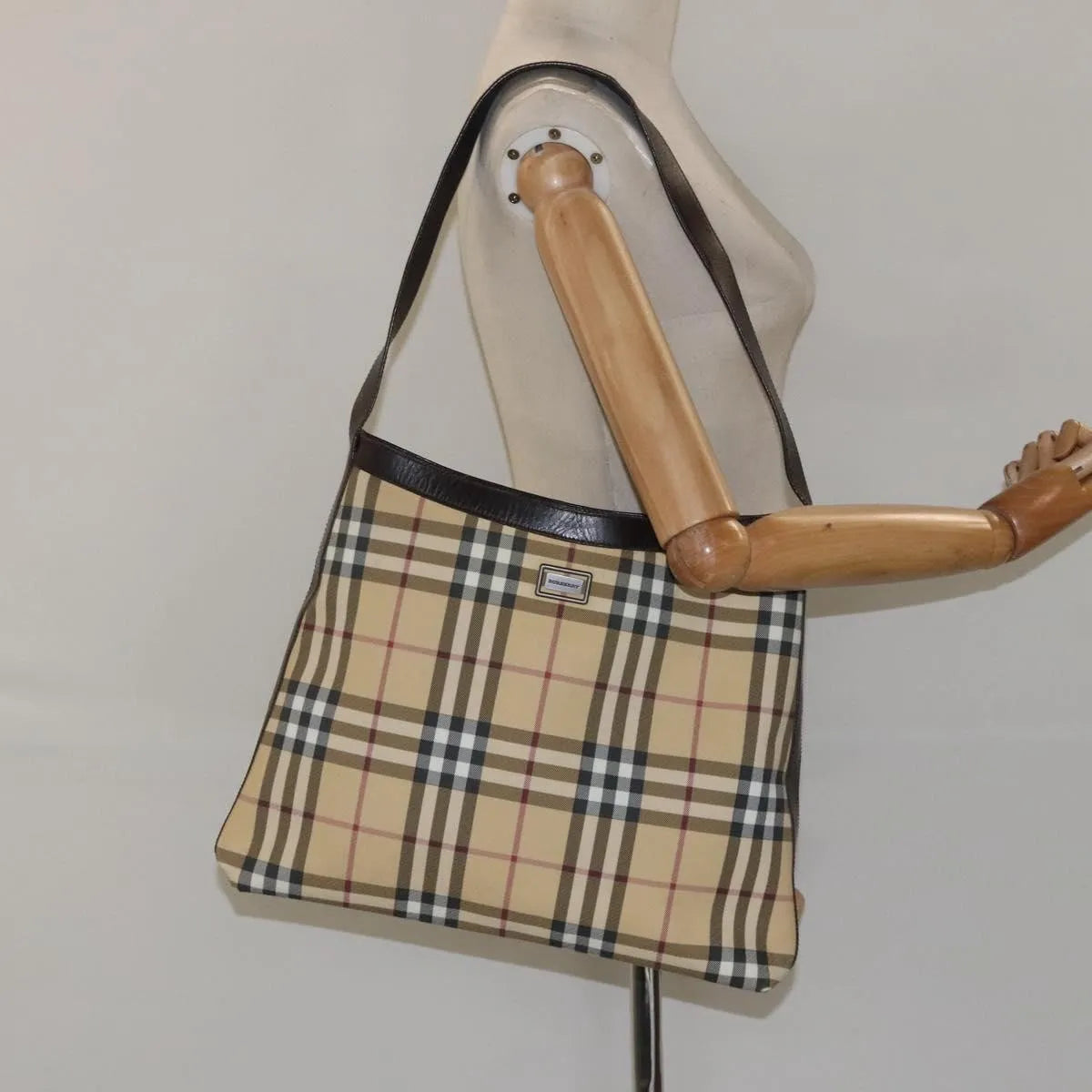 Burberry Nova Check Canvas And Leather Beige Canvas Shoulder Bag Bag (Pre-Owned)