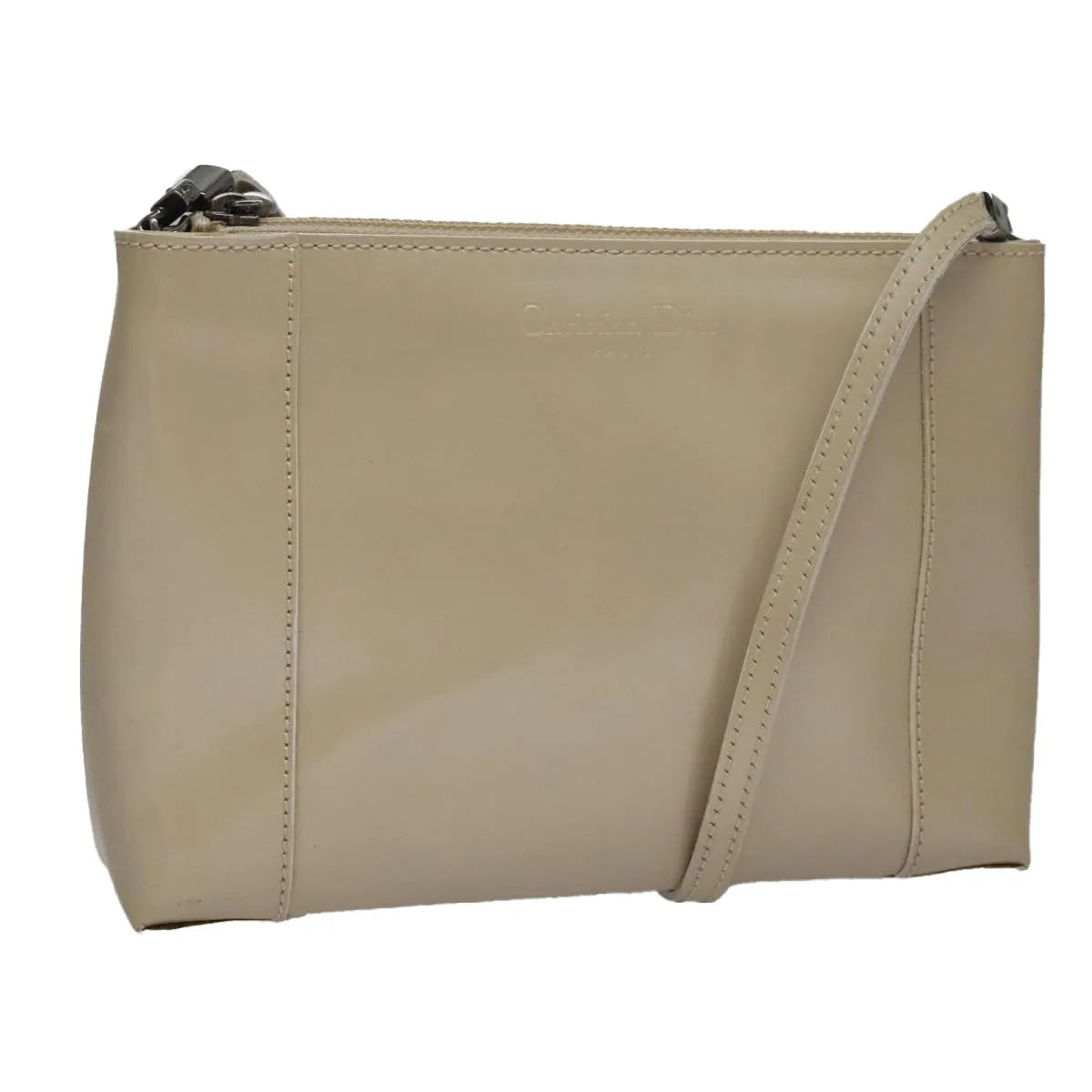 Christian Dior Shoulder Patent Leather Beige Patent_Leather Shoulder Bag Bag (Pre-Owned)