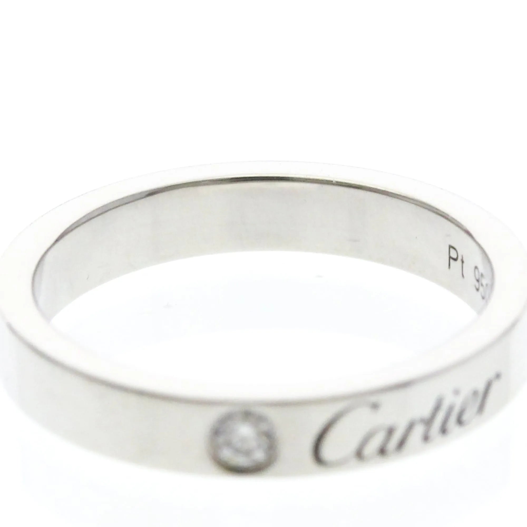 Cartier C De Cartier Wedding Band Platinum With Diamond Silver Platinum Ring Jewelry (Pre-Owned)
