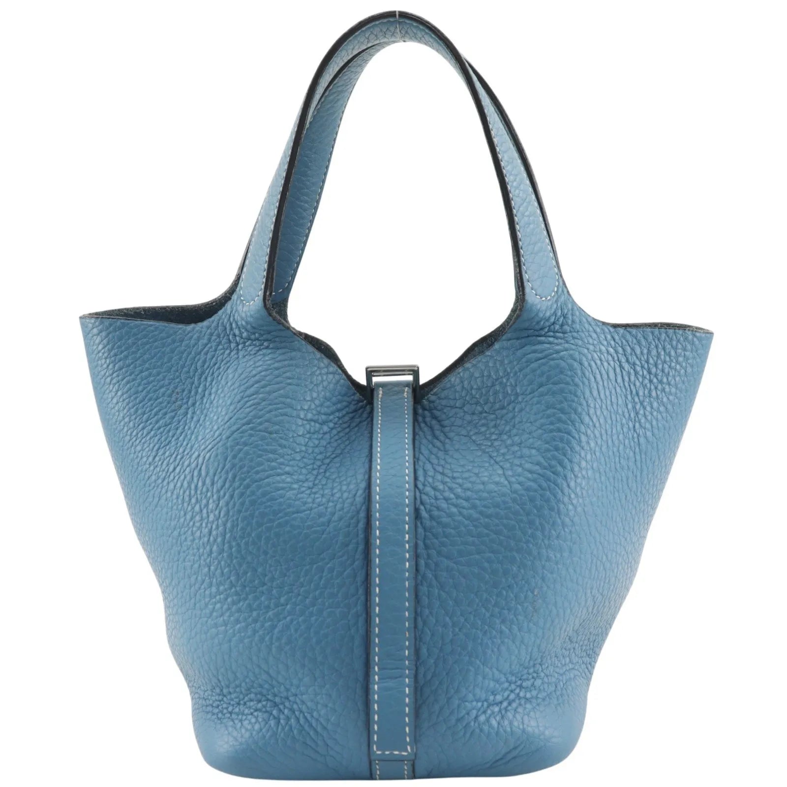Hermes Picotin Lock Clemence Blue Leather Handbag (Pre-Owned)