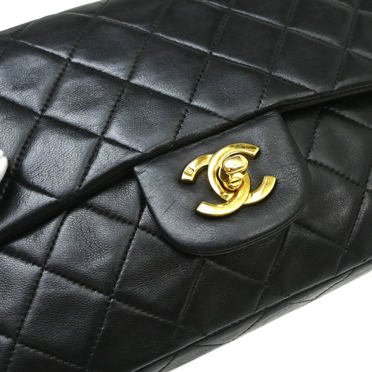 Chanel Timeless - Classic Double Flap Leather Black Leather Shoulder Bag Bag (Pre-Owned)