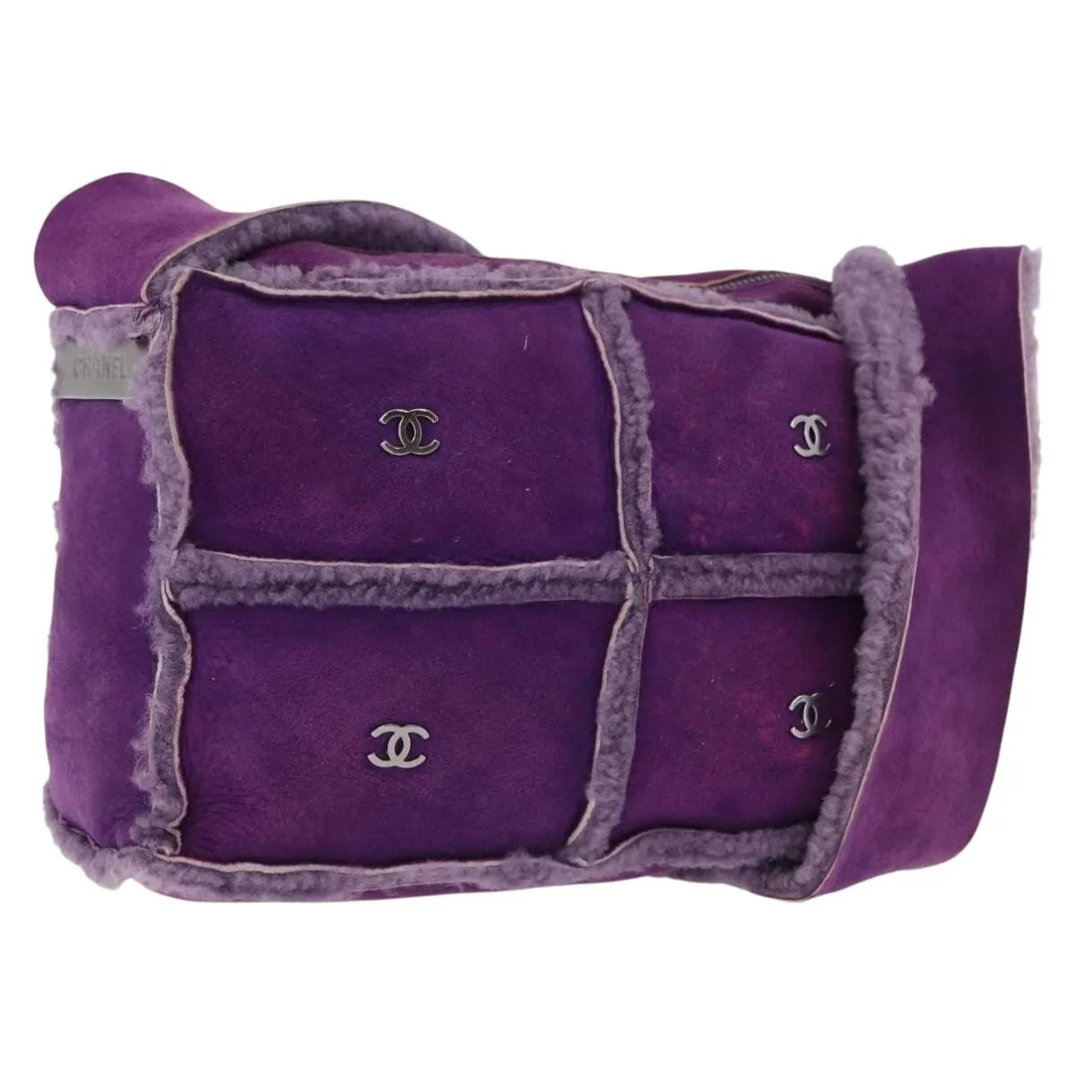Chanel Cc Logo Shearling And Suede Purple Suede Shoulder Bag Bag (Pre-Owned)