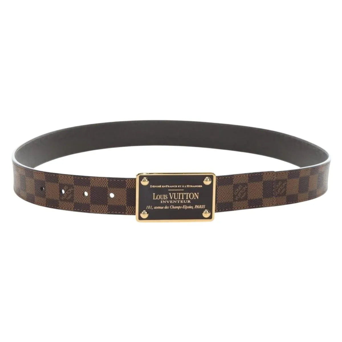 Louis Vuitton Inventeur Belt Damier Ebene Brown Canvas Belts Accessory (Pre-Owned)