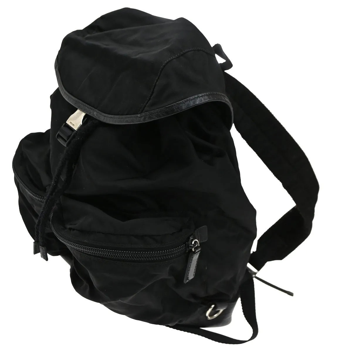 Prada Double Front Pocket Tessuto Black Nylon Backpack Bag (Pre-Owned)