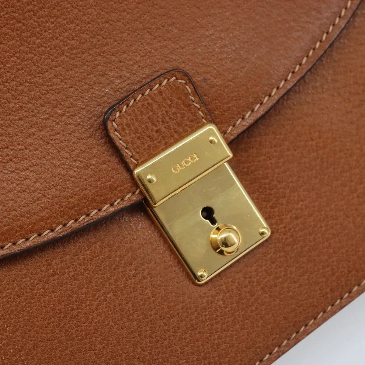 Gucci Vintage Clutch Leather Brown Leather Clutche & Pouche Bag (Pre-Owned)