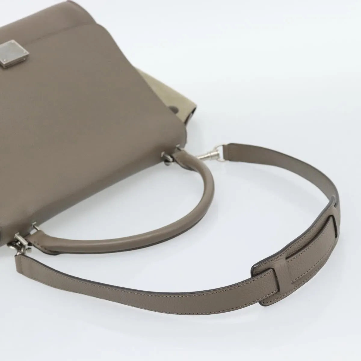 Celine Trapeze Leather With Suede Gray Leather Handbag (Pre-Owned)