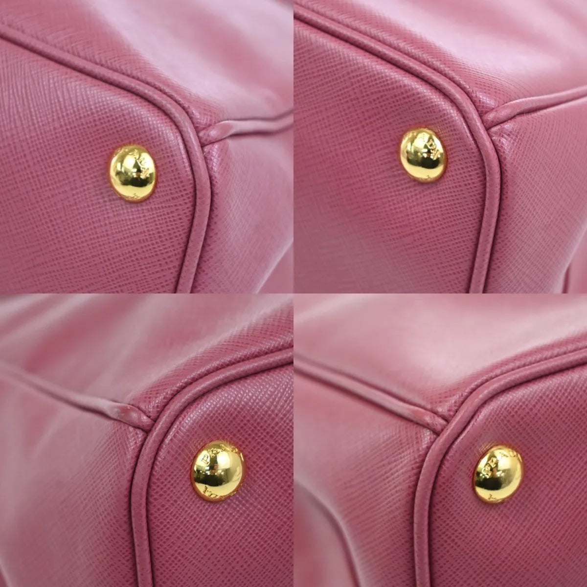 Prada Lux Open Tote Saffiano Leather Pink Leather Tote Bag Bag (Pre-Owned)