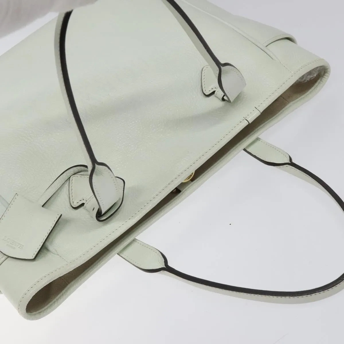 Loewe Heritage Tote Leather White Leather Tote Bag Bag (Pre-Owned)