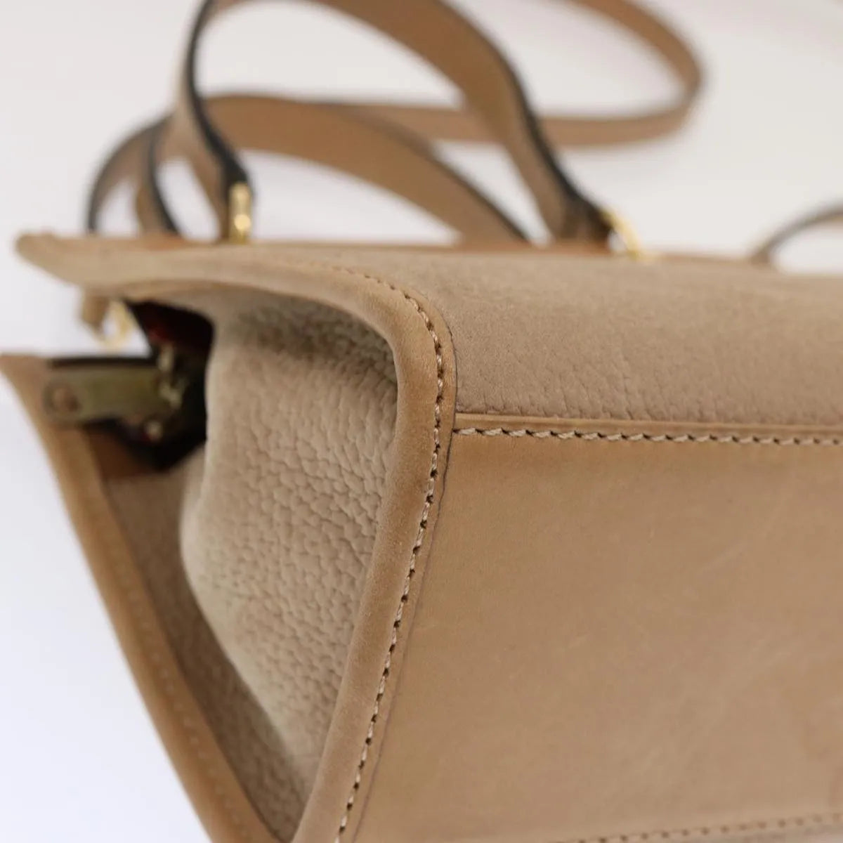 Celine Vintage Leather Beige Leather Handbag (Pre-Owned)